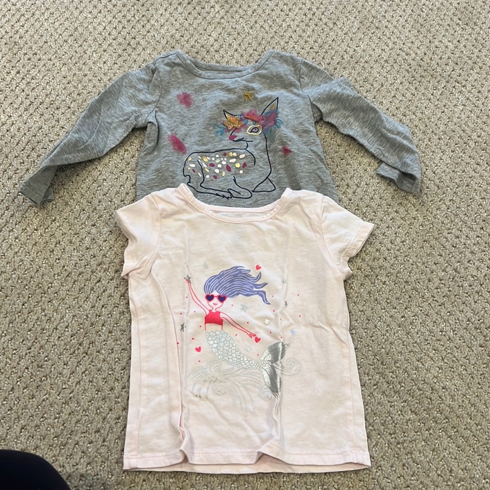 2 egg shirts size 12 months pink mermaid & grey banner